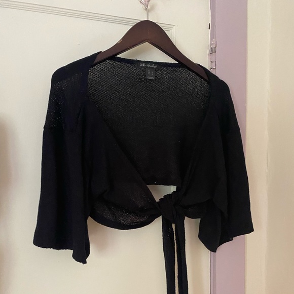 Black Mid Sleeve Tie Up Top & White Long Sleeve Tie Up Top (SOLD) - Picture 2 of 3